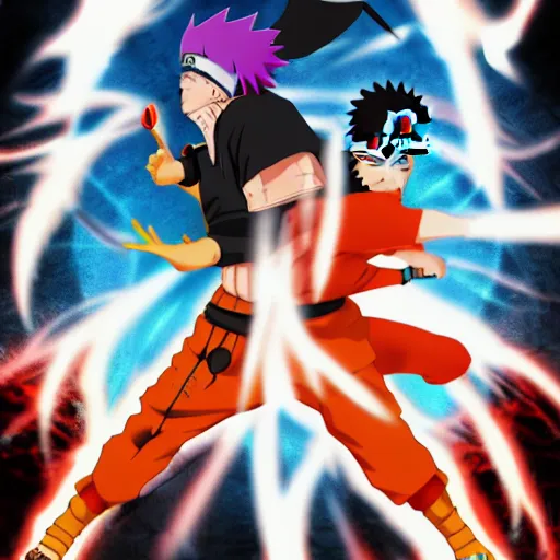 Image similar to Naruto vs pain poster, 4k, anime, hd, artstation