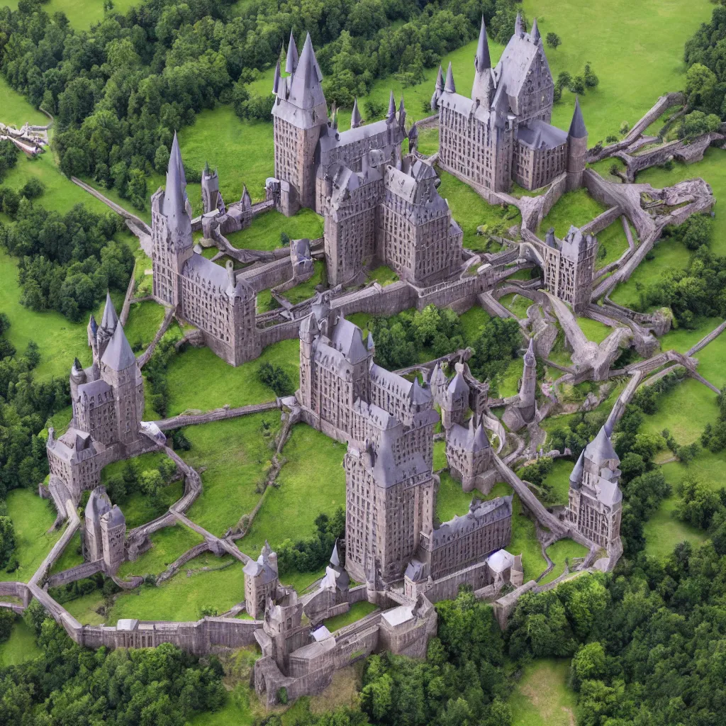 Image similar to hogwarts from the sky