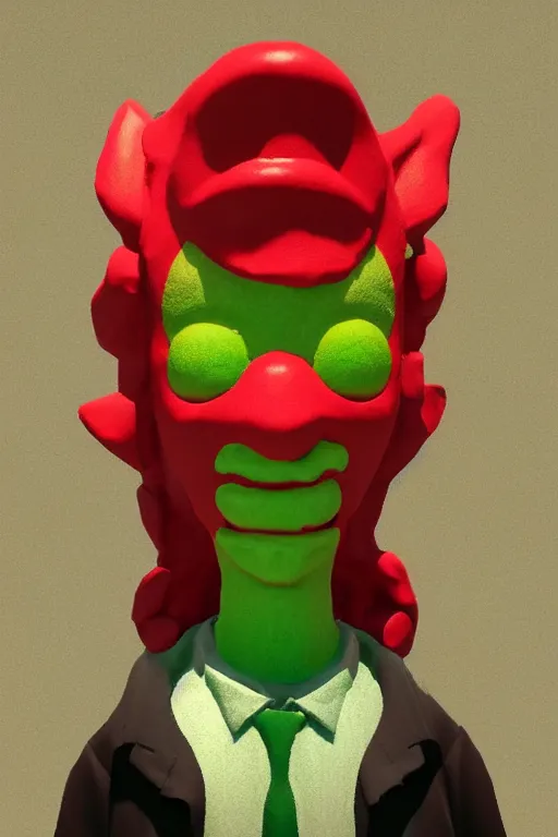 Image similar to clay style 3 d render of abstract sun - headed character'mason lindroth '!!!!!'hylics style '!!! multimedia, stylized, 3 d graphics, 4 k image