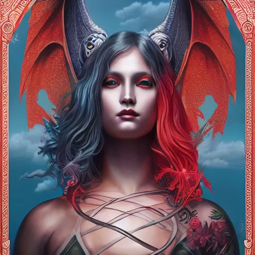 Prompt: mythical dragon, digital art, by Tristan Eaton Stanley Artgerm and Tom Bagshaw