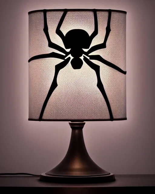 Image similar to A table lamp in the shape of a spider, highly detailed, intricate mesh patterns, sharp focus, interior design art by Artgerm and Greg Rutkowski and WLOP