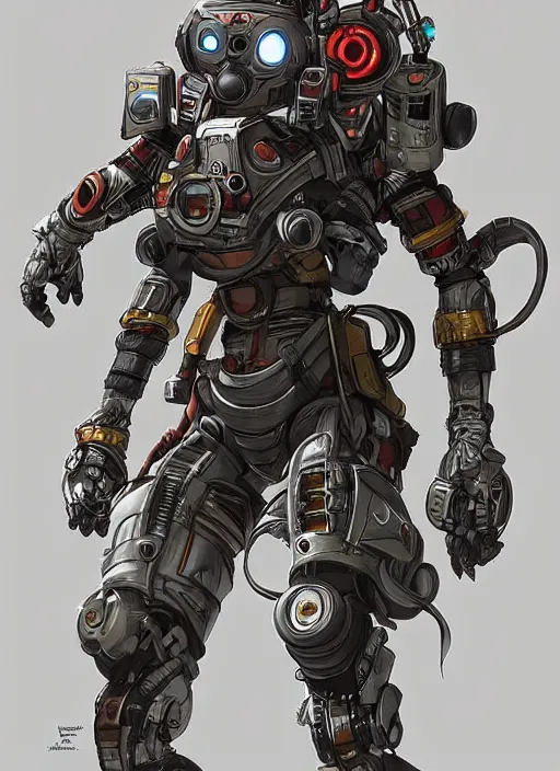 Image similar to pathfinder robot from apex legends character portrait, portrait, concept art, intricate details, highly detailed, vintage sci - fi