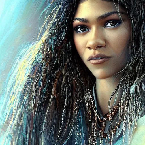 Prompt: “Zendaya, The Lord of the Rings, fantasy, photorealistic, trending on art station, concept Art, ultra detailed portrait, 4k resolution”