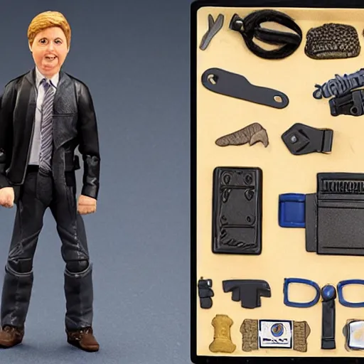 Image similar to dave foley action figure, product shot, with accessories