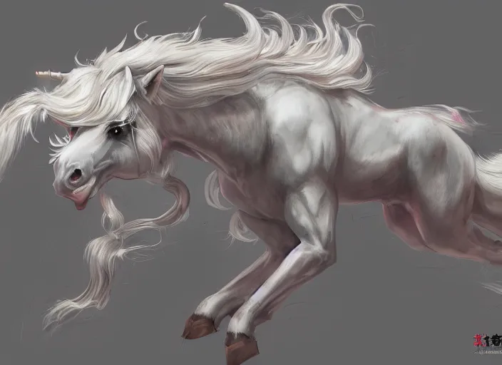 Prompt: detailed concept art of a huge unicorn kirin by cheng yi and luolin, artstation, artstationhd