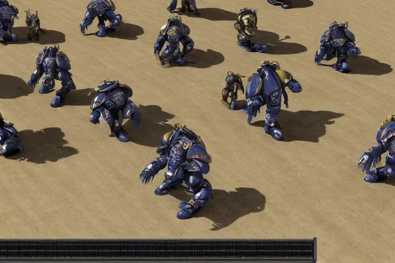 Image similar to 3D animation of StarCraft space marines by tiger Deakins