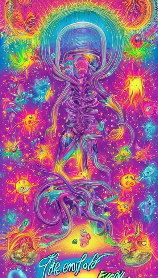 Prompt: The end of an organism, by Lisa Frank,