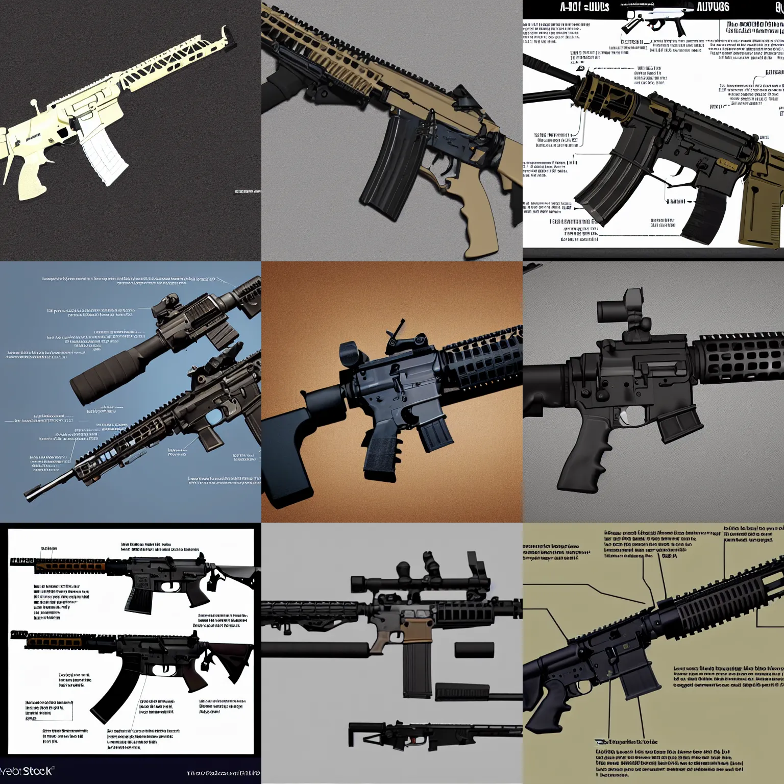 exploded diagram of ar - 1 5 assault rifle, high | Stable Diffusion ...