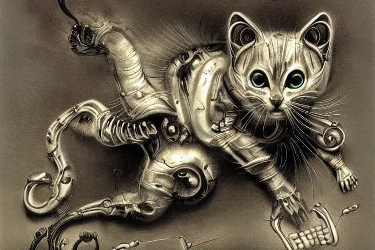 Image similar to Biomechanical kitten by H.R Giger