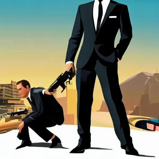 Prompt: James Bond in the style of GTA