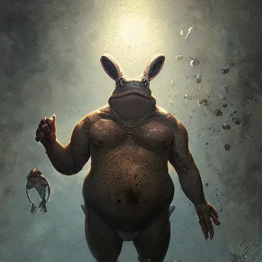 Prompt: hyper realistic big chungus frogman by greg rutkowski