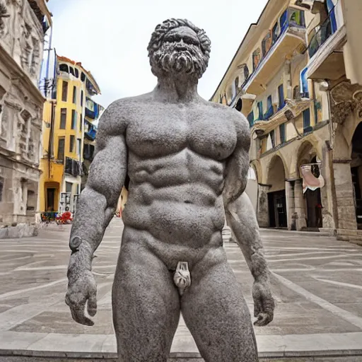Image similar to Giant Greek Sculpture of Elmo, in the city square of a city in Greece, Pristine, detailed