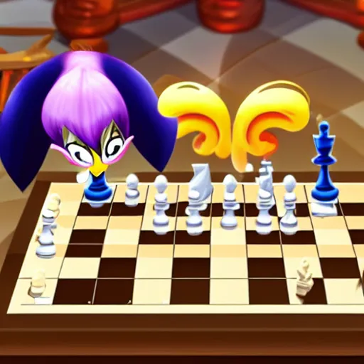 Prompt: Rayman playing a game of chess