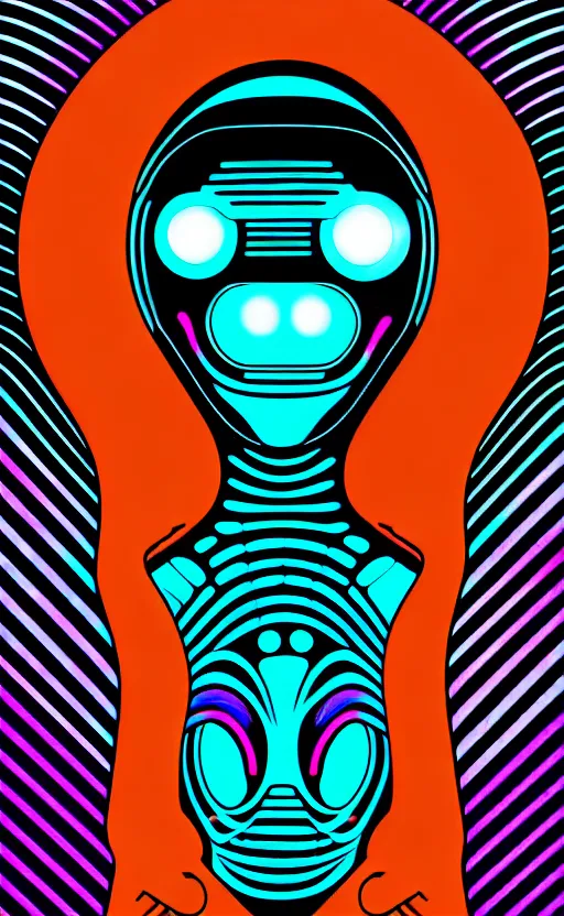 Image similar to trippy spaceship interior alien wall panel from the movie tron, psychedelic dot sculpture, wide angle shot, white background, vector art, illustration by jack kirby