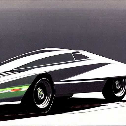 Image similar to concept art for a car huge sharp spikes, painted by syd mead, high quality