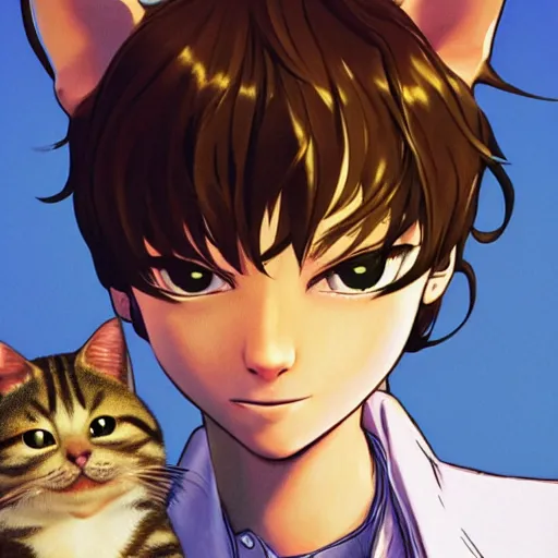 Image similar to Garfield the Cat, digital art, high quality, illustrated by Shigenori Soejima