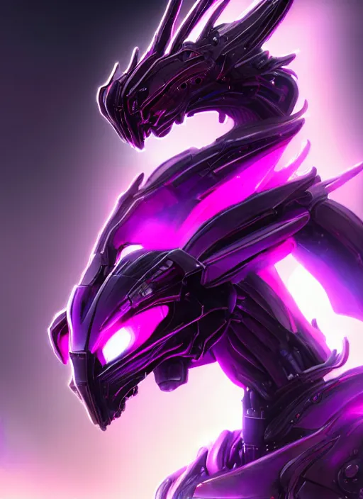 Image similar to cinematic goddess close shot, cosmic sized beautiful stunning elegant hot giant robot mecha female dragon, sharp cyborg dragon head, sharp metal ears, led glowing purple eyes, smooth fuschia skin, smooth silver armor, floating in space, epic proportions, macro, epic size, epic scale, furry art, dragon art, giantess art, warframe fanart, furaffinity, octane