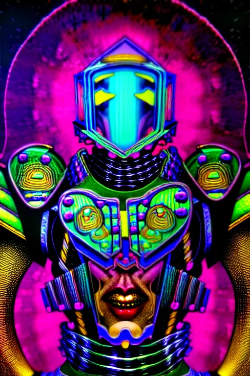 Prompt: maximalist detailed neon knight portrait. lowbrow scifi artwork by kidsquidy ø - cult and subjekt zero. ray tracing hdr polished sharp in visionary psychedelic fineart style inspired by ben ridgway and igor goryunov