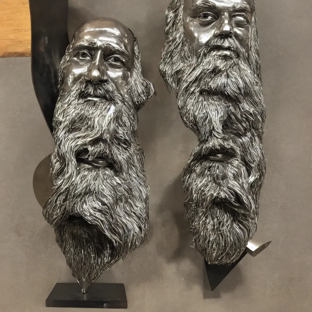 Image similar to matt wilson metal sculpture of a bearded man