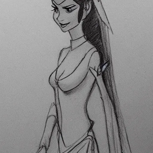 Image similar to milt kahl sketch of victoria justice as princess padme from star wars episode 3