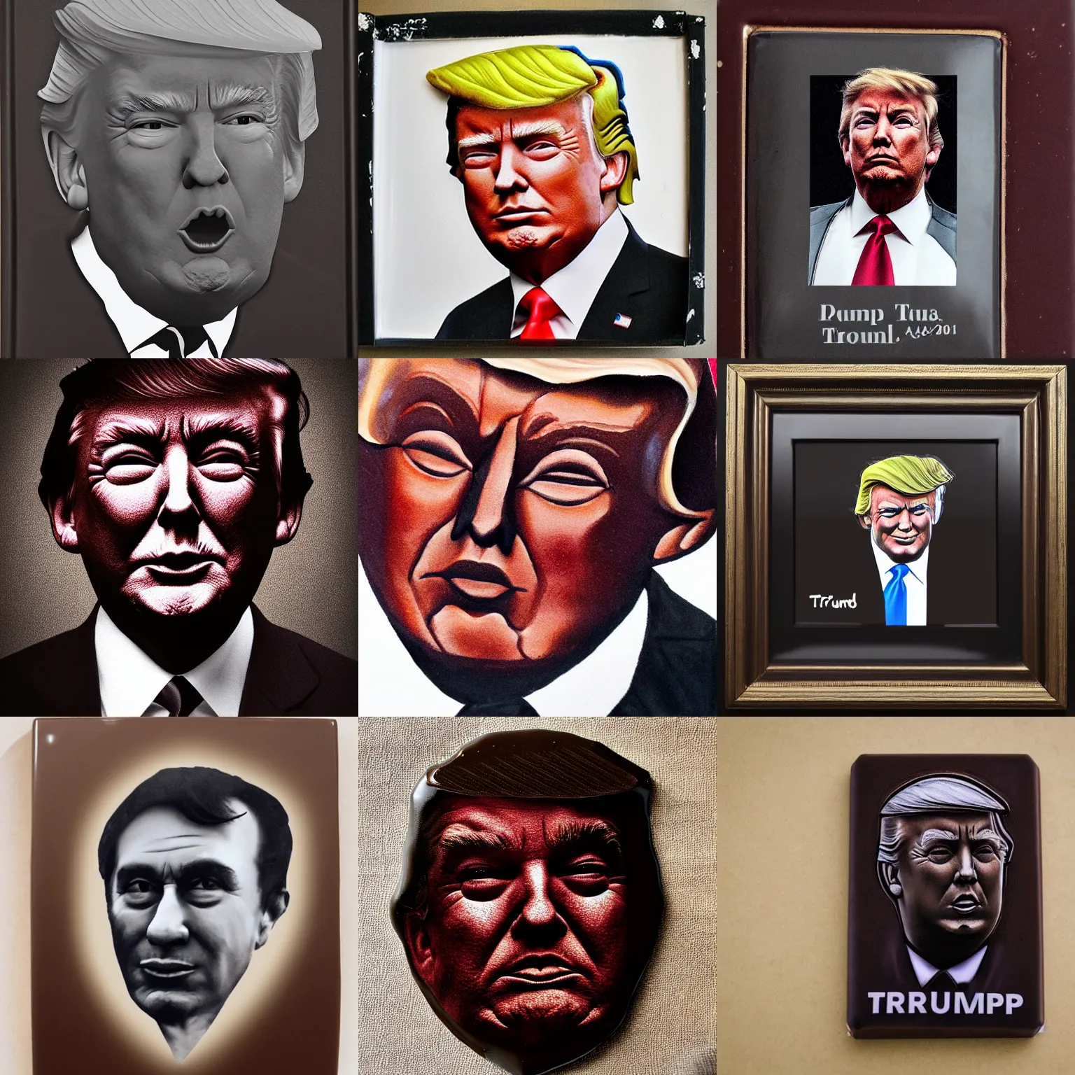 Prompt: dark chocolate portrait of trump