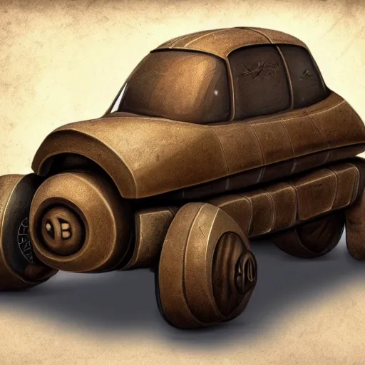 Image similar to a dwarven automobile, artstation, digital art, high quality, realistic