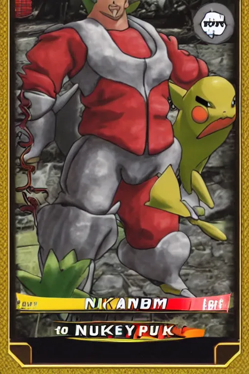 Prompt: Pokemon card of Duke Nukem, highly detailed trading card screenshot