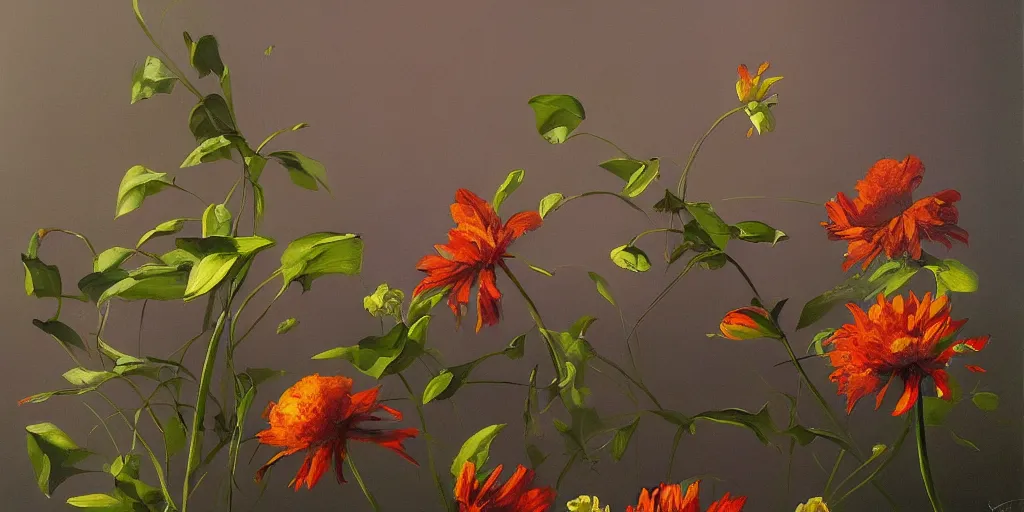 Image similar to retro painting of surreal waiim flowers, by anatol petrytsky, highly detailed, hyperrealism, excellent composition, cinematic concept art, dramatic lighting, trending on artstation