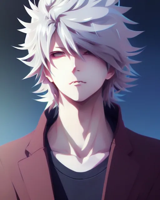 Image similar to extremely attractive soft feminine male anime character screenshot, nagito komaeda, anime, intricate, sharp focus, illustration, highly detailed, digital painting, cell shaded, concept art, matte, male art by ilya kuvshinov and kyoto animation and wlop, ruan jia and greg rutkowski, studio quality, masterpiece