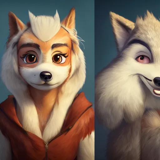 Prompt: portrait character design a cute feathered wolf girl, style of maple story and zootopia, portrait studio lighting by jessica rossier and brian froud and gaston bussiere