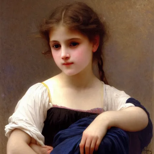 Prompt: Painting of a young girl by William Adolphe Bouguereau. Extremely detailed. 4K. Award winning.