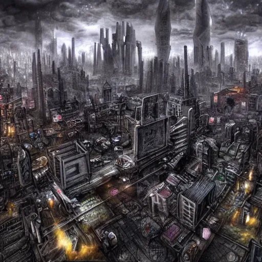 Prompt: deep dream - Dystopian futuristic city