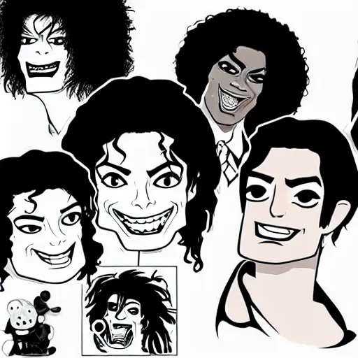 Image similar to michael jackson in several different cartoon styles