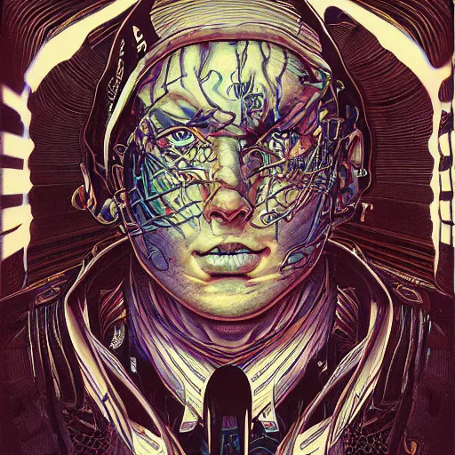 Image similar to portrait of crazy eminem singer, symmetrical, by yoichi hatakenaka, masamune shirow, josan gonzales and dan mumford, ayami kojima, takato yamamoto, barclay shaw, karol bak, yukito kishiro