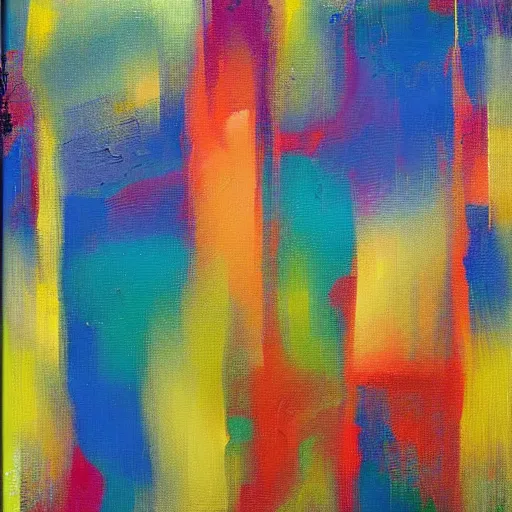 Image similar to a beautiful abstract colorful impasto textured painting by gerhard richter,