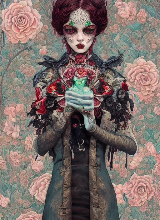 Image similar to gothic girl :: by Martine Johanna and Simon Stålenhag and Chie Yoshii and Casey Weldon and Guillermo del toro :: ornate, dynamic, particulate, rich colors, intricate, elegant, highly detailed, centered, artstation, smooth, sharp focus, octane render, 3d