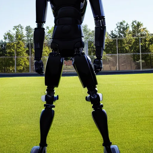 Image similar to a realistic detailed photo of a guy who is an attractive humanoid who is half robot and half humanoid, who is a male android, soccer player martin ødegaard, shiny skin, posing like a statue, blank stare, by the pool, on display, showing off his muscles, humanoid robot, frozen ice statue