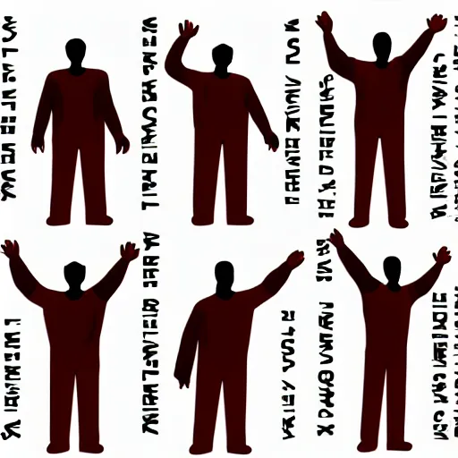 Prompt: an animation of the same man waving his arms shot frame by frame, separated into equally sized frames, from'animation types'