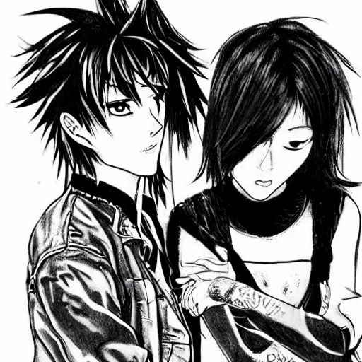 Image similar to a couple breaking up, punk, drawn by Ai Yazawa