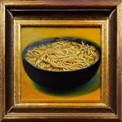 An Impasto Oil Painting Of Rahmen Noodles Stable Diffusion