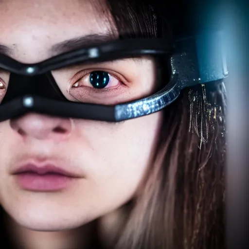 Image similar to candid photographic portrait of a techwear mixed young woman inside a hidden busy speakeasy, closeup, sigma 85mm f/1.4, 4k, depth of field, high resolution, 4k, 8k, hd, full color