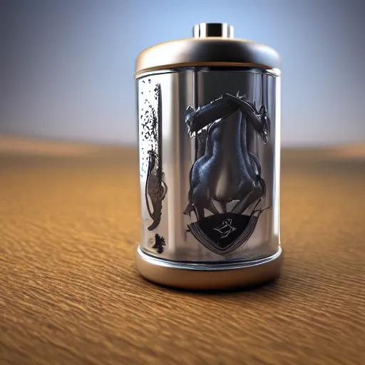 Prompt: transparent potion flask with engraved stallion on it, raytracing, caustics, 3d rendering, unreal engine, iray, vray, keyshot