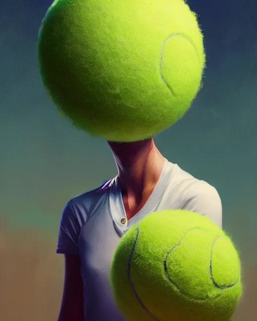 Image similar to highly detailed vfx portrait of a character of a tennis ball monster stephen bliss, unrealengine, greg rutkowski, loish, rhads, beeple, makoto shinkai and lois van baarle, ilya kuvshinov, rossdraws, tom bagshaw,