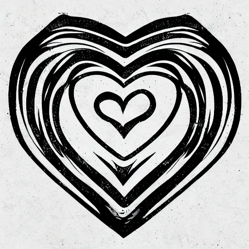 Image similar to tattoo stencil. pencil line drawing, black and white, stylized heart of a logo for a gym