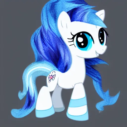 Image similar to a blue little pony with white hair, a picture by an gyeon, featured on derpibooru, booru, superflat