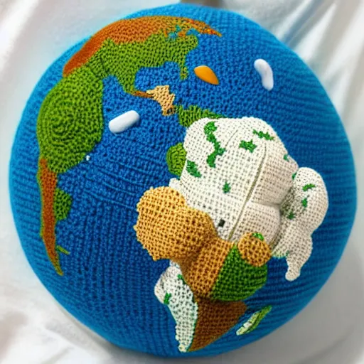 Image similar to Planet Earth, amigurumi, white background, 3d