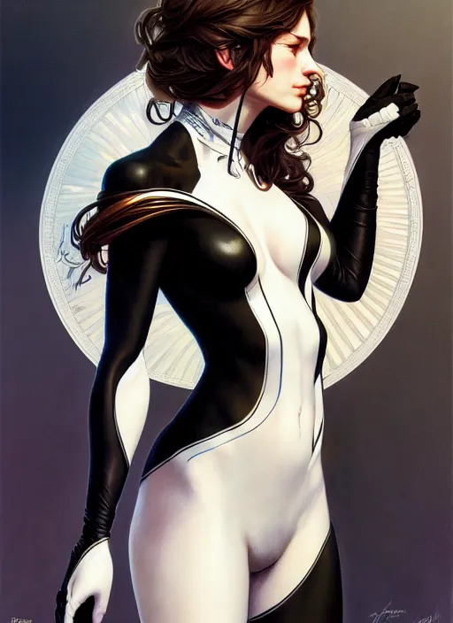 Image similar to tomcat with tuxedo markings, intricate, elegant, hyper detailed, ultra definition, photoreal, artstation, unreal engine rendered, smooth, sharp focus, illustration, art by artgerm and greg rutkowski and alphonse mucha and garis edelweiss