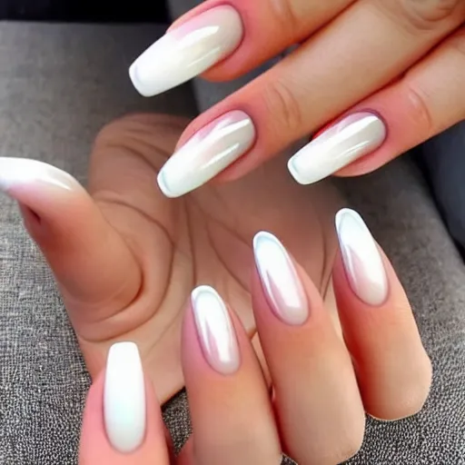 Prompt: Aesthetic Ombre Nail Art, Almond Shaped Nails