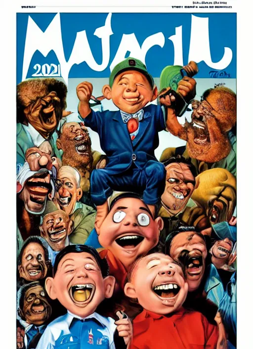 Image similar to MAD magazine cover, 2021 facts, product photo