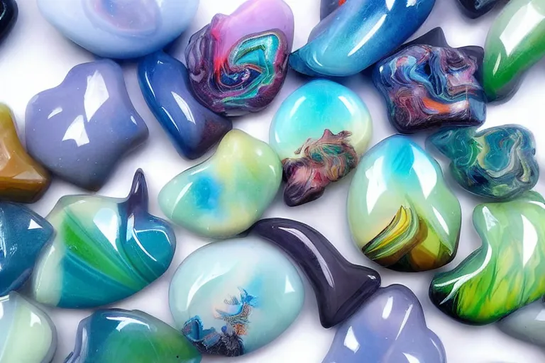 Prompt: a huge flock of many smooth plastic puffy filigreed clouds. whirling ultra detailed gemstone crystals, art nouveau jungle environment, playful, award winning art, epic dreamlike fantasy landscape, ultra realistic,
